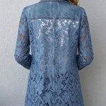 Josette - Veste blazer avec panneaux en dentelle florale - vue rapprochée