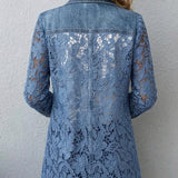 Josette - Veste blazer avec panneaux en dentelle florale - vue rapprochée