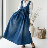 Karen - robe longue en denim lavé vintage pour femme - vue 6