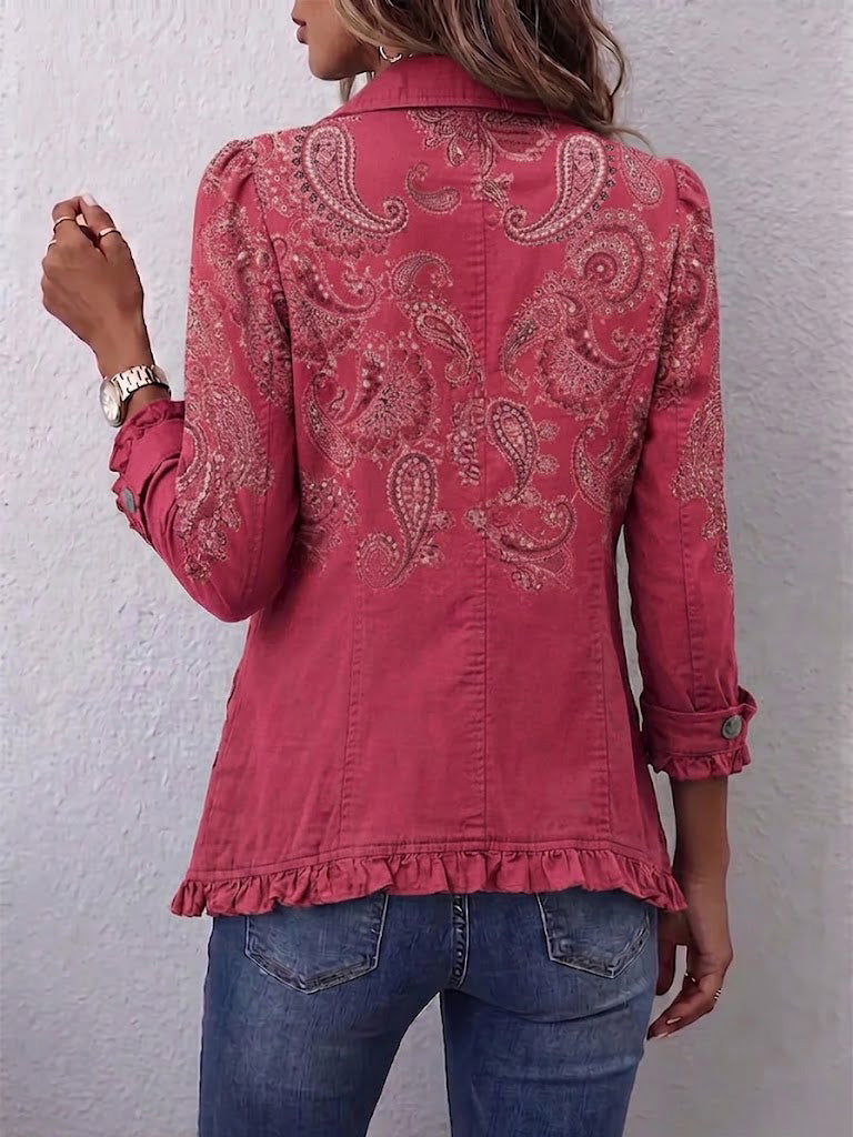 Cyrielle - Veste à volants imprimé paisley vintage - vue rapprochée