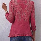 Cyrielle - Veste à volants imprimé paisley vintage - vue rapprochée