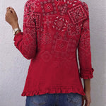 Clotilde - Veste à volants imprimé paisley ombré bohème - vue rapprochée