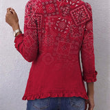 Clotilde - Veste à volants imprimé paisley ombré bohème - vue rapprochée