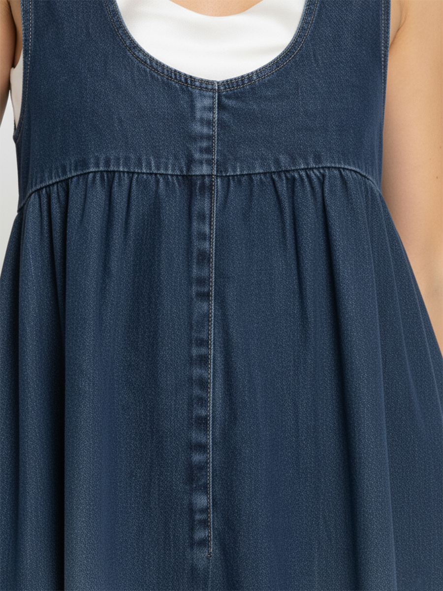 Karen - robe longue en denim lavé vintage pour femme - vue 3