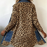 Augustine - Veste longue à panneaux en denim à imprimé léopard - autre vue