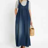 Karen - robe longue en denim lavé vintage pour femme