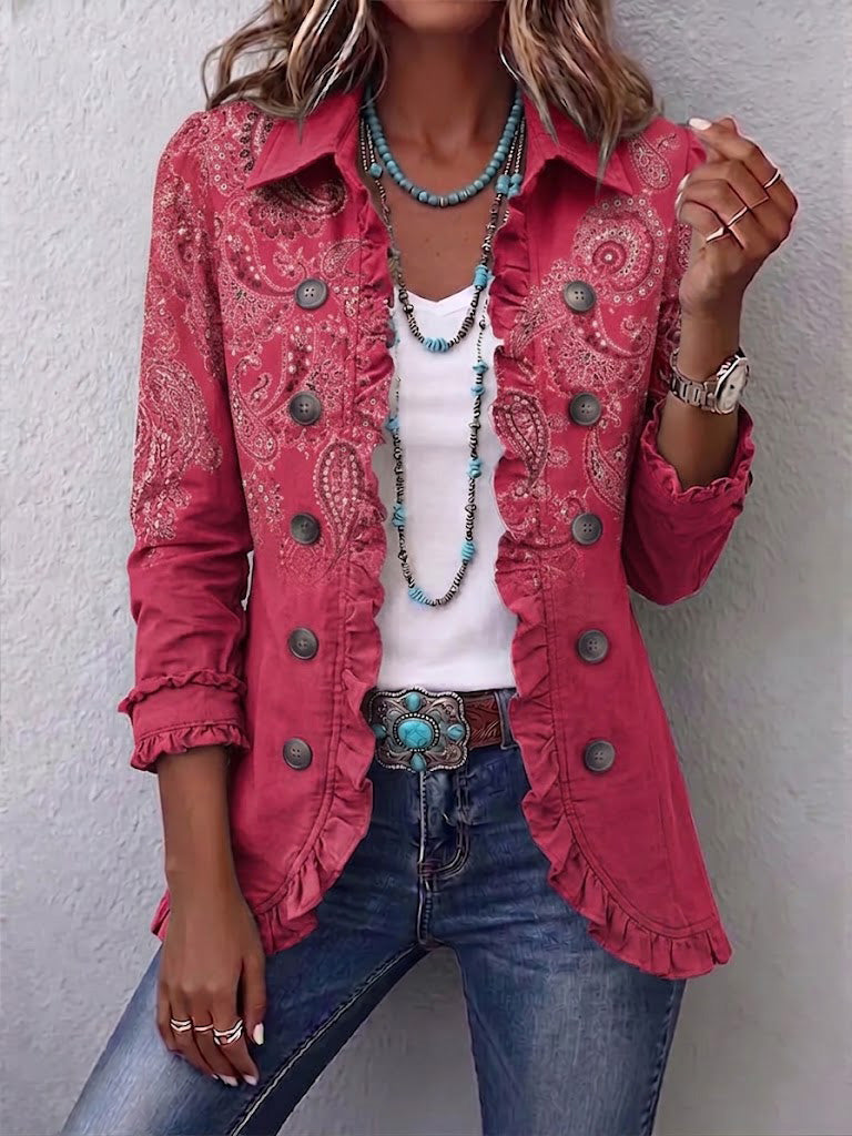 Cyrielle - Veste à volants imprimé paisley vintage - vue d'ensemble