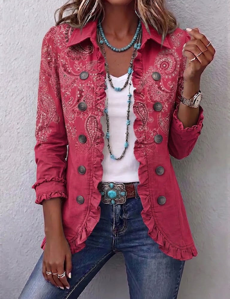 Cyrielle - Veste à volants imprimé paisley vintage - vue d'ensemble