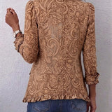 Flore - Veste à volants à imprimé floral vintage bohème - vue rapprochée