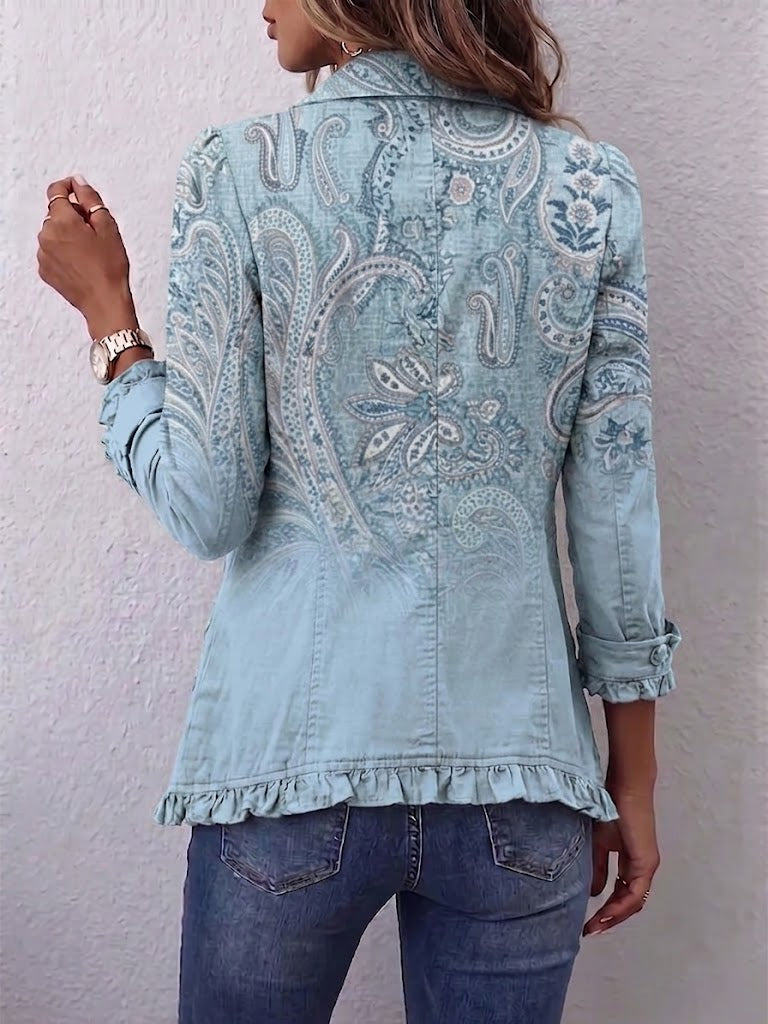 Mauricette - Veste à volants imprimé paisley vintage - vue rapprochée
