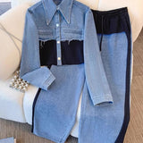 Albertine - Veste courte en blocs de couleur et ensemble de pantalons à jambes larges - vue d'ensemble