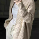 Adeline Gilet Zippé Femme à Col Roulé – Maille Torsadée Chaude avec Coupe aux Hanches pour l’Automne/Hiver