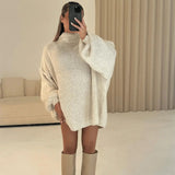 Kylan Pull Femme Oversize Col Roulé – Maille Douce, Coupe Ample & Style Moderne