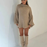 Kylan Pull Femme Oversize Col Roulé – Maille Douce, Coupe Ample & Style Moderne