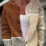 Renée - Cardigan patchwork brun et crème - vue d'ensemble