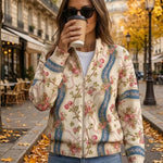 Sabine - Gilet à motif de roses grimpantes - vue détaillée