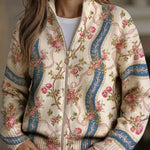 Sabine - Gilet à motif de roses grimpantes - vue d'ensemble