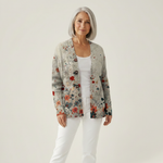 Sabrina - Cardigan crème à fleurs des champs - vue de face