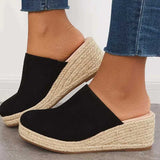 Mika Mules Compensées Femme – Bleu Marine, Style Espadrille Chic & Confort Optimal