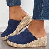 Mika Mules Compensées Femme – Bleu Marine, Style Espadrille Chic & Confort Optimal