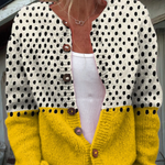 Solange - Cardigan à pois crème et jaune moutarde - vue d'ensemble