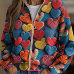 Suzette - Gilet à motif de cœurs multicolores - vue d'ensemble