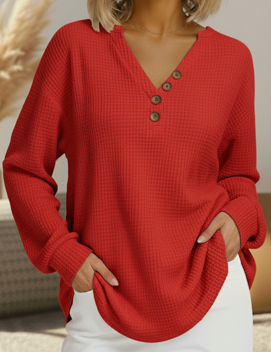 Sylvie - Pull uni à col en V - vue d'ensemble
