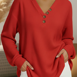 Sylvie - Pull uni à col en V - vue d'ensemble