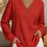 Sylvie - Pull uni à col en V - vue d'ensemble