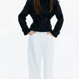 Kira Trench Femme Moderne – Col Montant, Ceinture Ajustable & Silhouette Élégante