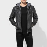 Filipo Veste en Cuir Homme avec Capuche – Blouson Moderne Coupe Normale au Style Urbain