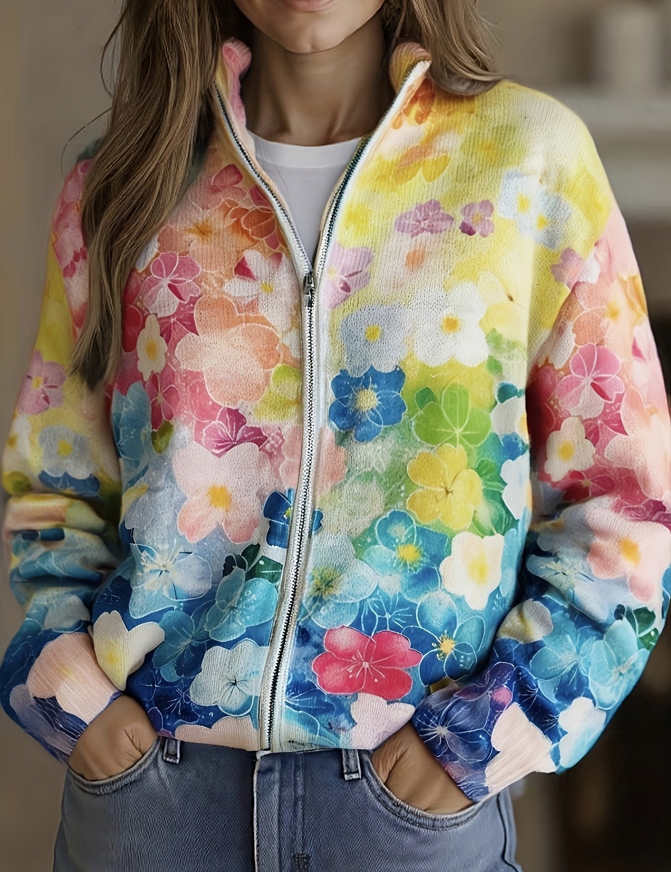 Ursule - Gilet à motif floral aquarelle - vue d'ensemble