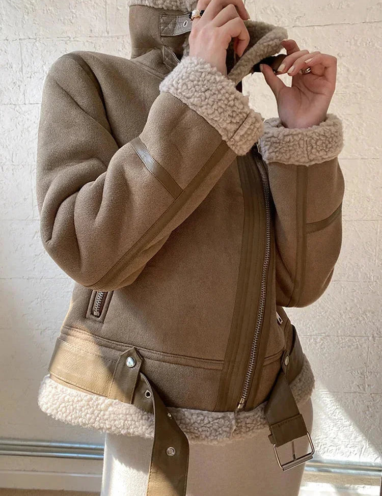 Morgan Veste Femme Doublée Faux Mouton – Zip Frontal, Chaleur Confort & Style Moderne