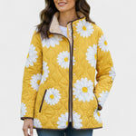 Viviane - Veste matelassée jaune à marguerites - vue d'ensemble