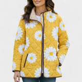 Viviane - Veste matelassée jaune à marguerites - vue d'ensemble