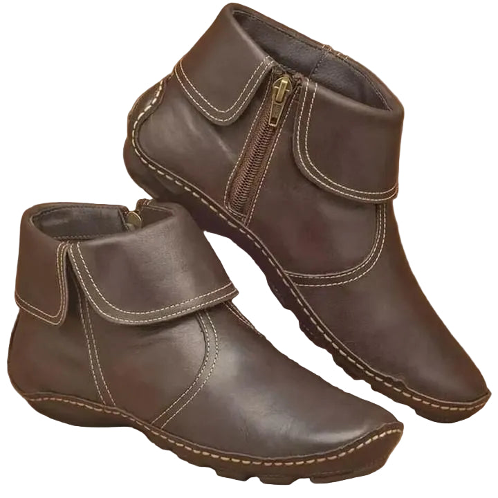 Leila Bottes Femme – Bottines Imperméables en Cuir Souple avec Semelle Antidérapante