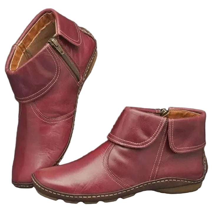 Leila Bottes Femme – Bottines Imperméables en Cuir Souple avec Semelle Antidérapante