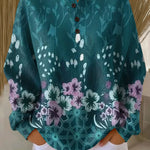 Yolande - Pull turquoise à fleurs - vue d'ensemble