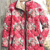 Zélie - Veste matelassée rose à motif floral - vue détaillée